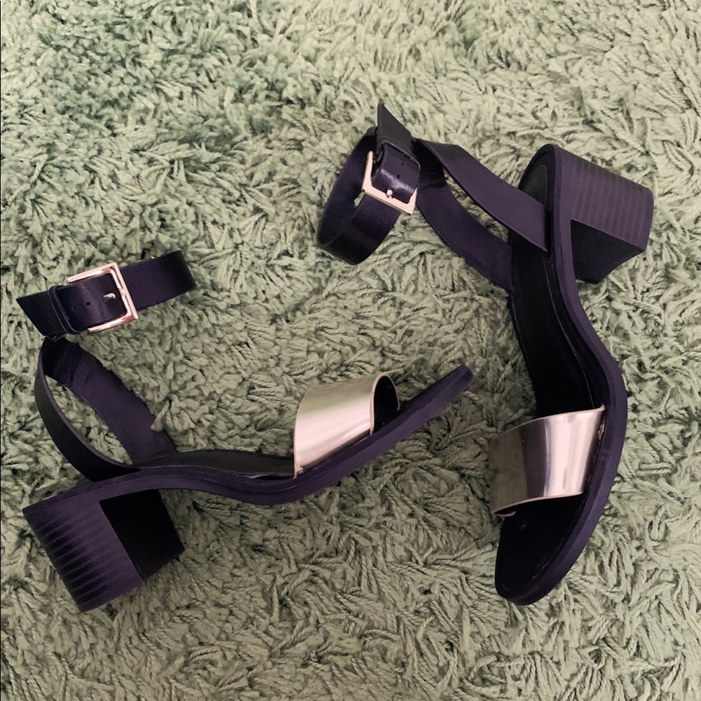 Zara Trafaluc Black Ankle Belt Sandals - Heels